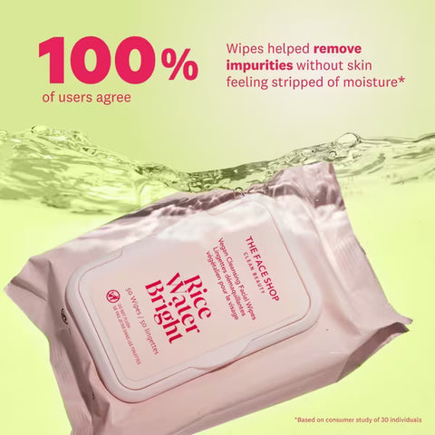 Rice Water Bright Cleansing Facial Wipes 50